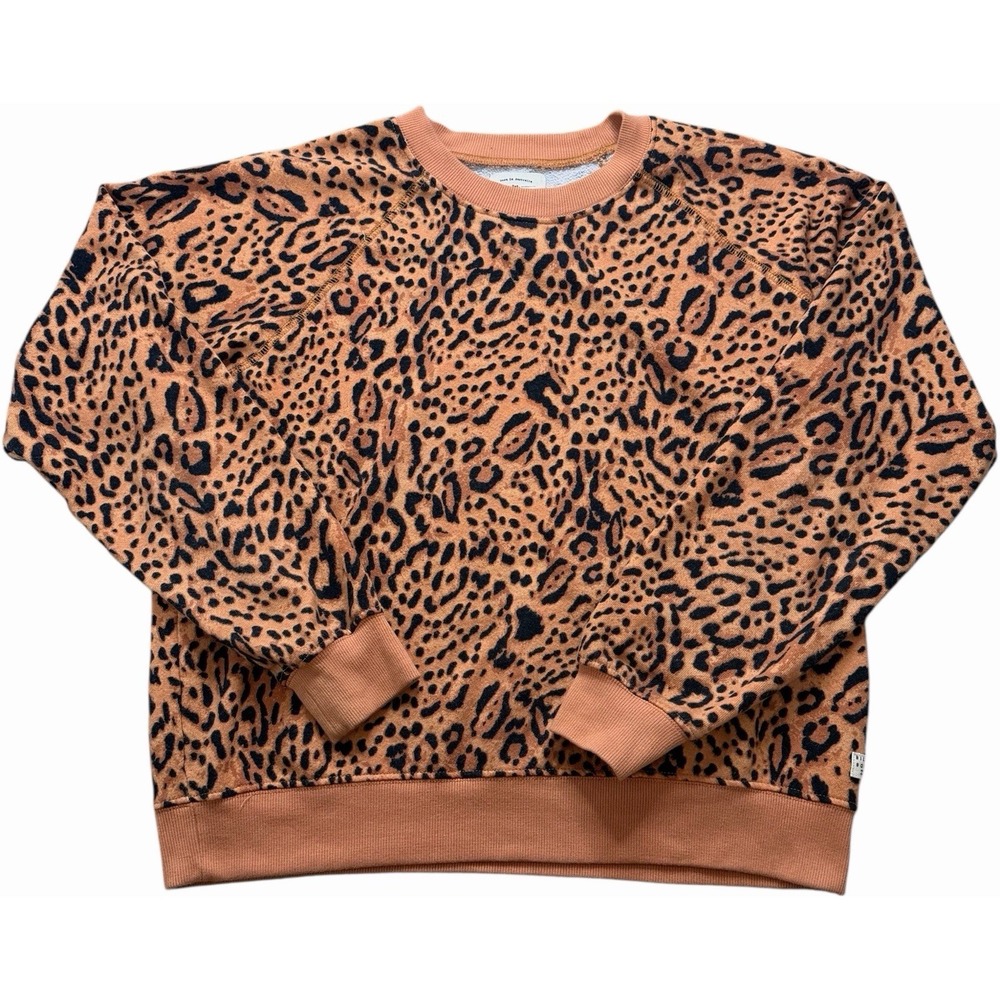 Billabong Sun Shrunk Cheetah Leopard Print Raglan Crewneck‎ Sweatshirt Size Med